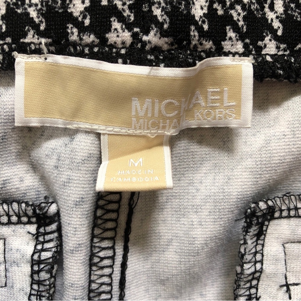 Michael Kors Black and White Houndstooth pull on pants jeggings leggings medium - Picture 6 of 8